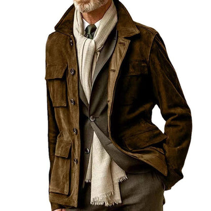 Herren Lederjacke Hochwertig Wildleder Schwarz