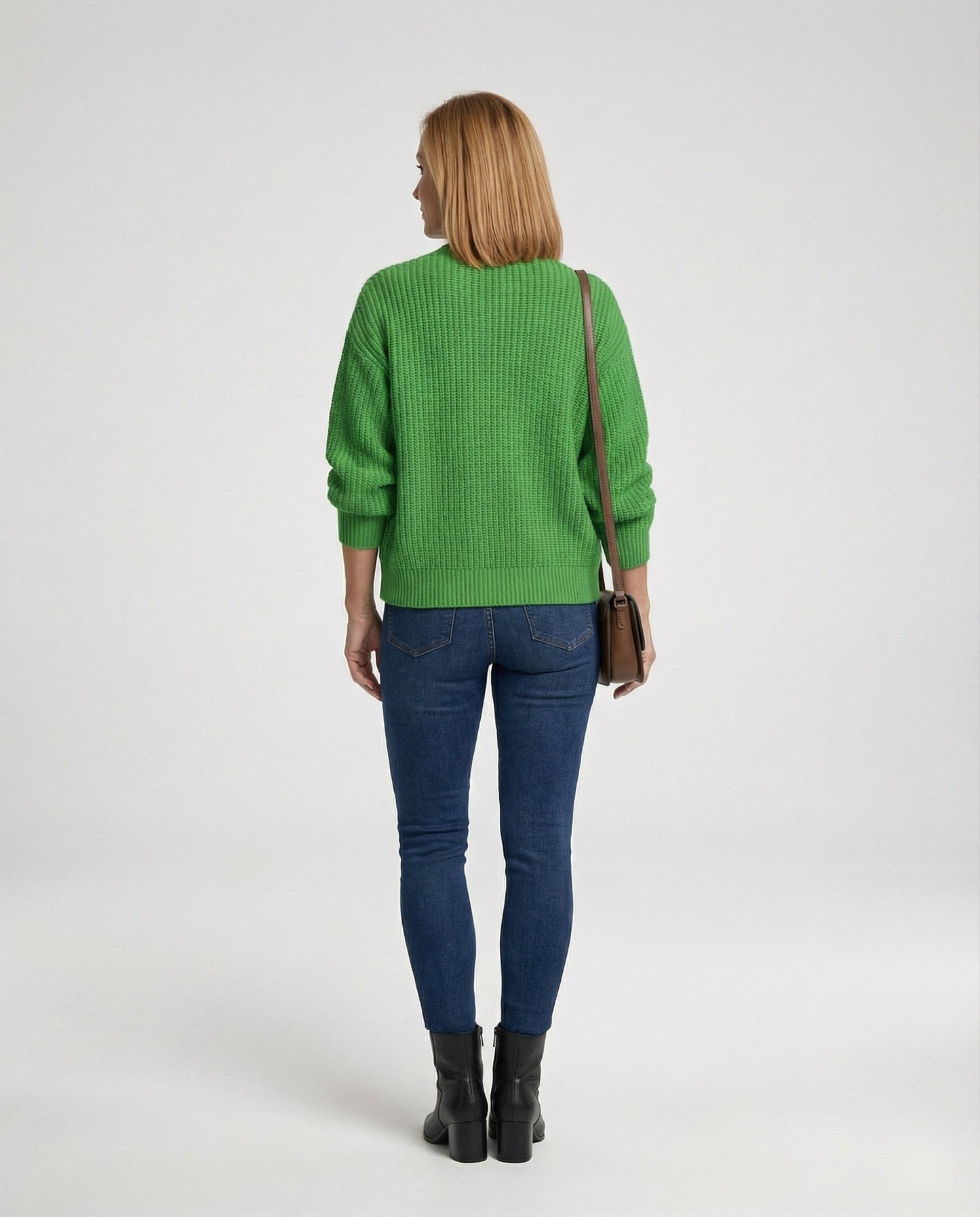 Damen Cardigan Grobstrick Oversize mit Rundknöpfen und Ballonärmeln