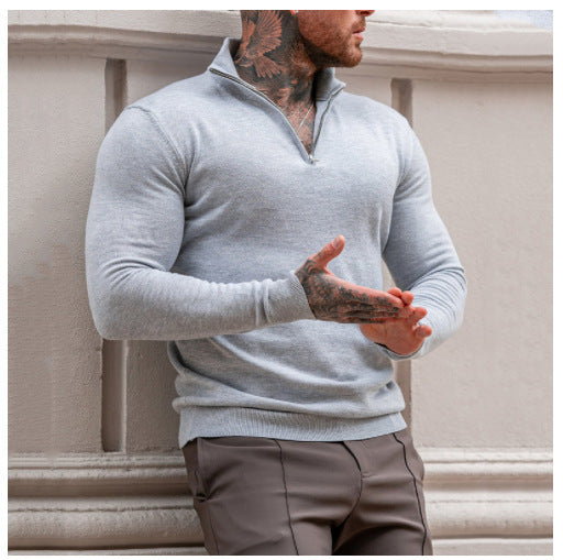 Herren Pullover Stehkragen Kurzreißverschluss Modern - BerlinGlamour