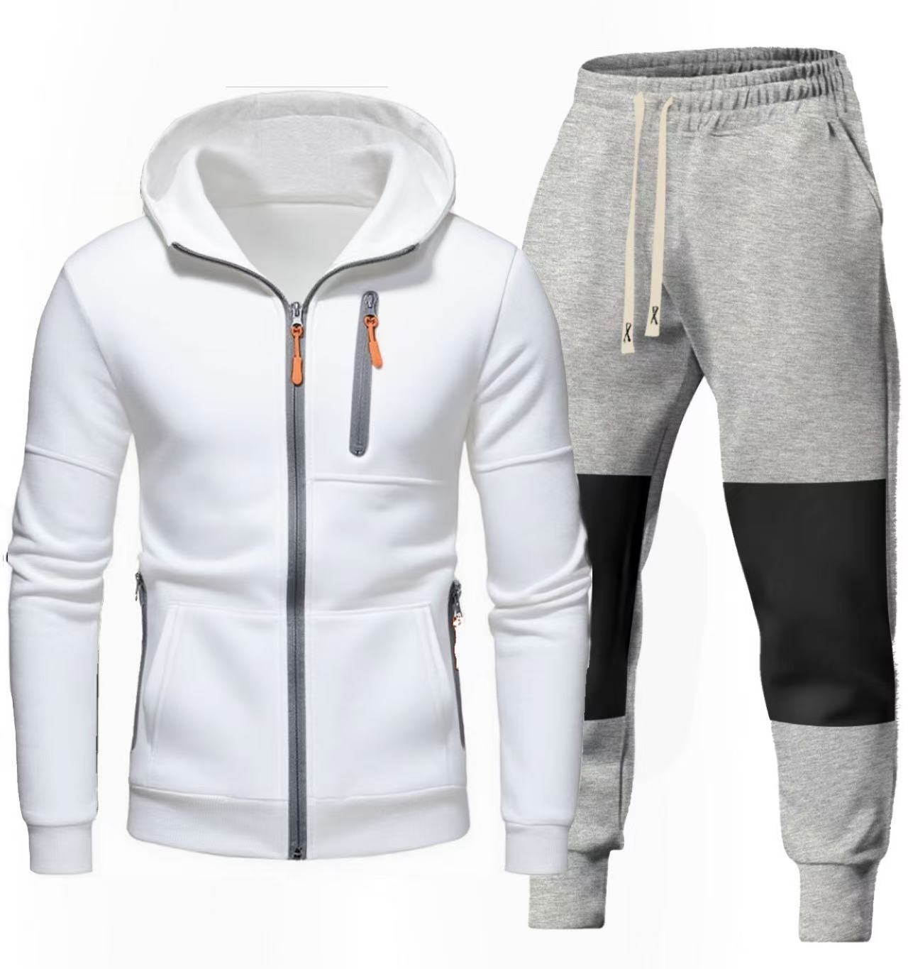 Herren Sportset Hoodie Jogginghose mit Reißverschlusstaschen