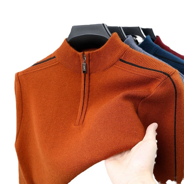 Herren Fleece Pullover Modern Stehkragen Reißverschluss