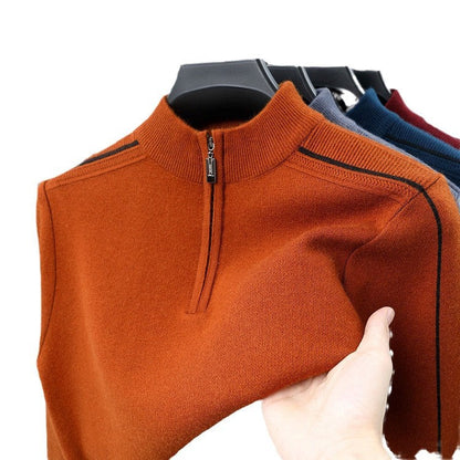 Herren Fleece Pullover Modern Stehkragen Reißverschluss