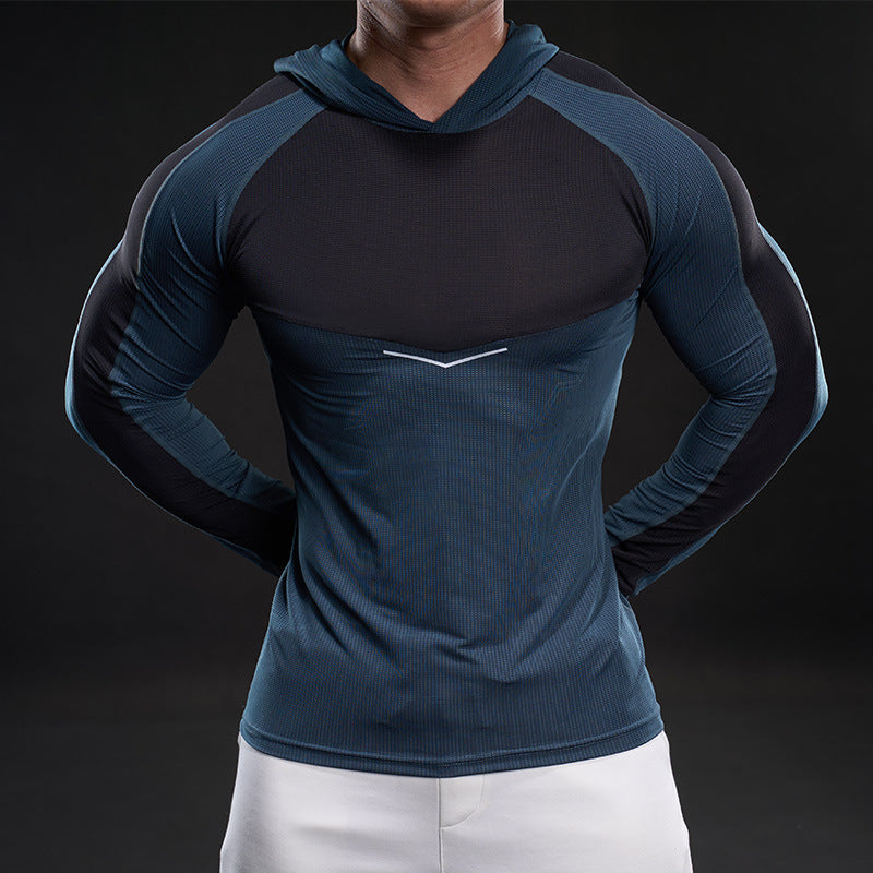 Herren Funktionsshirt Langarm Kapuze Atmungsaktiv Sportlich