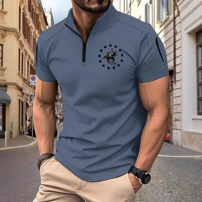 Herren Funktionsshirt Kurzarm mit Reißverschluss Modern - BerlinGlamour