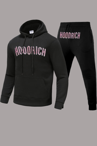 Herren Sport-Outfit Hoodie Jogginghose Set mit Schriftzug