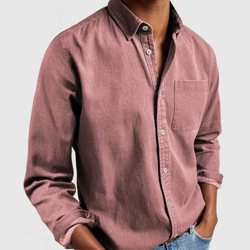 Herren Leichtes Freizeithemd Baumwolle Relaxed Fit