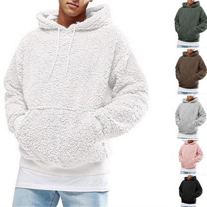 Herren Hoodie Teddyfleece Lässig mit Kängurutasche