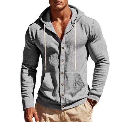 Herren Kapuzensweater Mit Knöpfen Praktisch Taschen