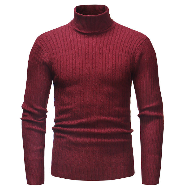 Herren Rollkragenpullover Strick Zopfmuster Eleganz