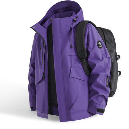 Herren Allwetterjacke Wasserdicht mit Taschen Verstellbar