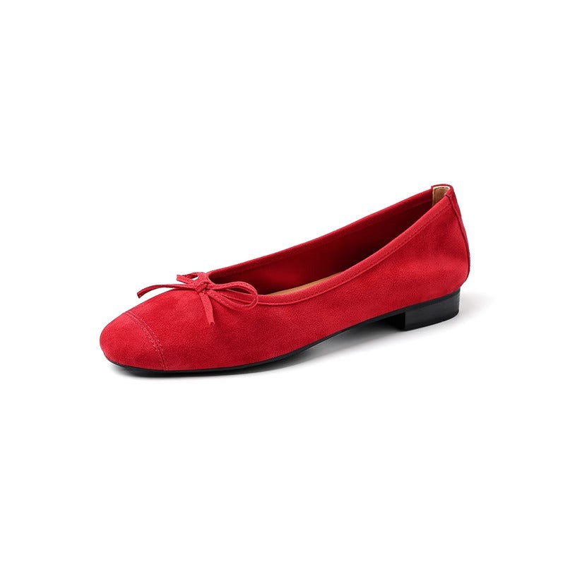 Damen Ballerinas Metallic Leder Schleife Elegant