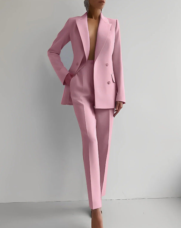 Damenschuhe passen nicht zum Anzug, also bleibt es ein Anzug. 
Maßgeschneiderter Damenanzug Elegant Blazer Hosen Set