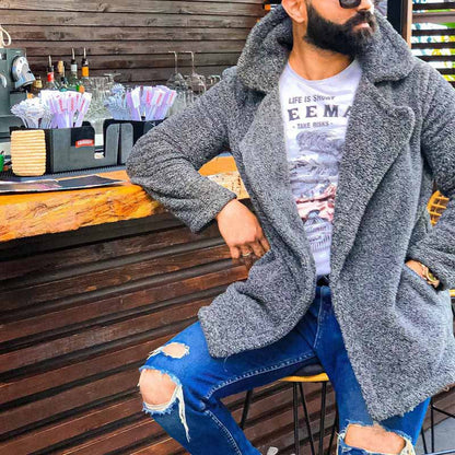 Herren Winterjacke Teddyfell Weich Warm