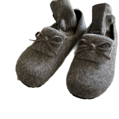 Damen Filz Hausschuhe Warm mit Schleife Winter