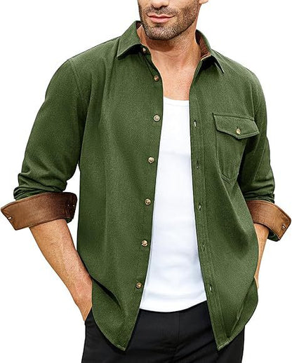 Herren Flanellhemd Warm Bequem Grau
