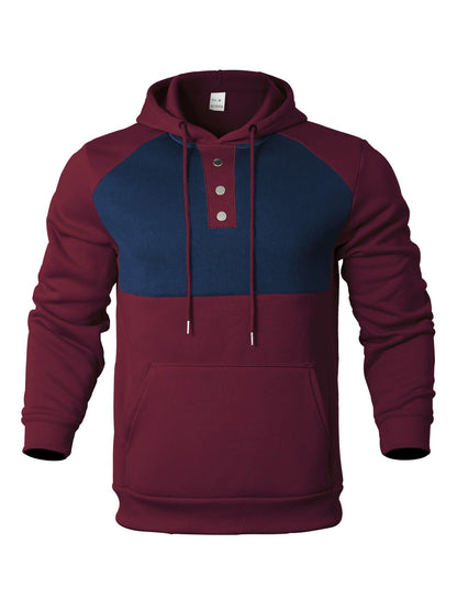 Herren Kapuzenpullover Modern mit Kängurutasche und Knöpfen