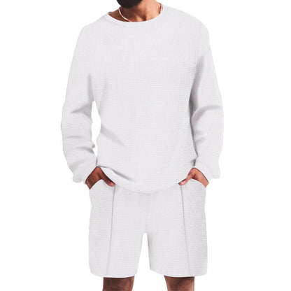 Herren Freizeit-Set Casual mit Struktur-Oberteil und Bequemen Shorts