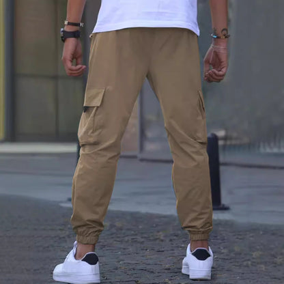 Herren Cargo-Hose Elastisch Reißverschluss Taschen Bequem