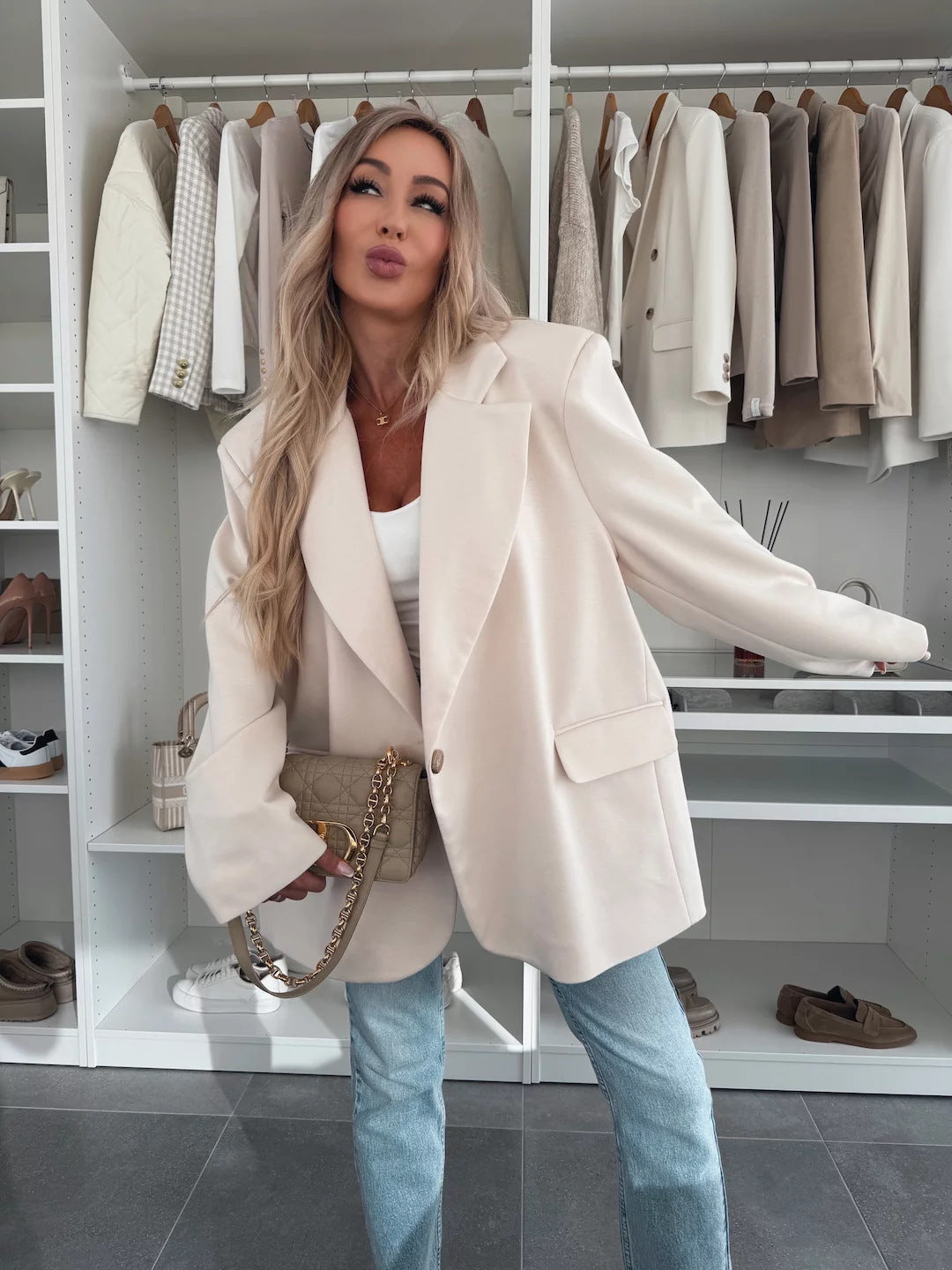 Damen Oversized Blazerjacke Großformatig Nachhaltig Modern