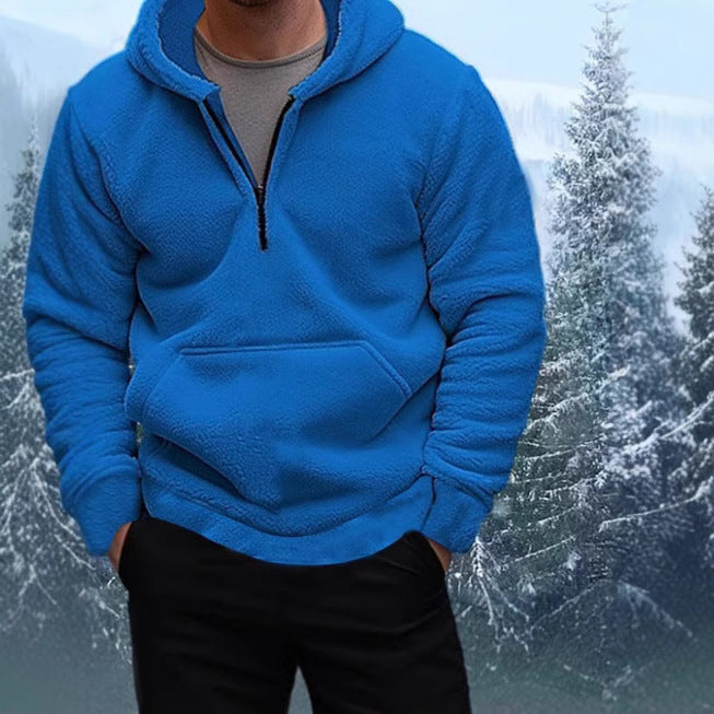 Herren Fleece Hoodie Warm Halblang Reißverschluss
