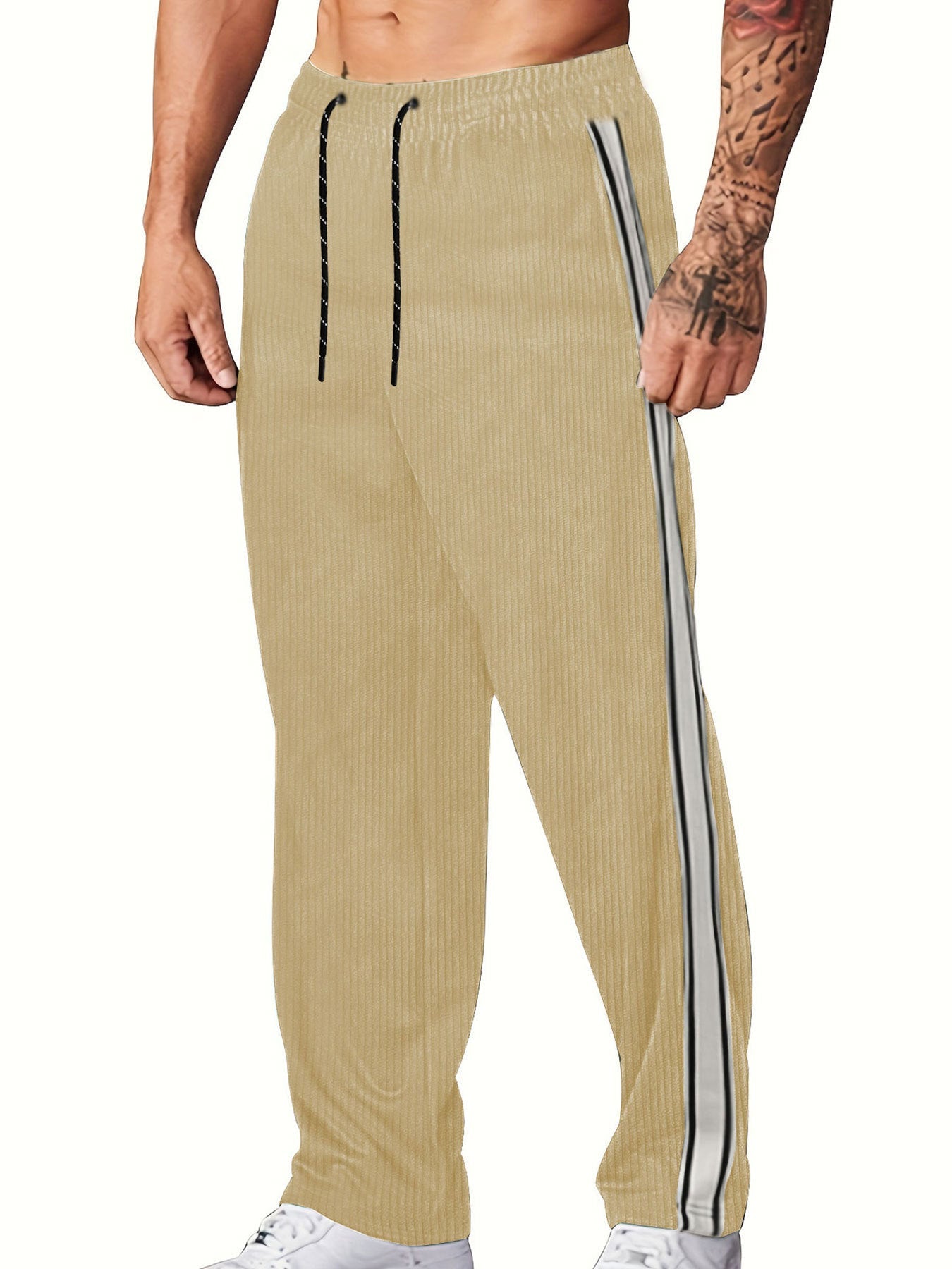 Herren Hosen Streifenmuster Elastisch Bequem