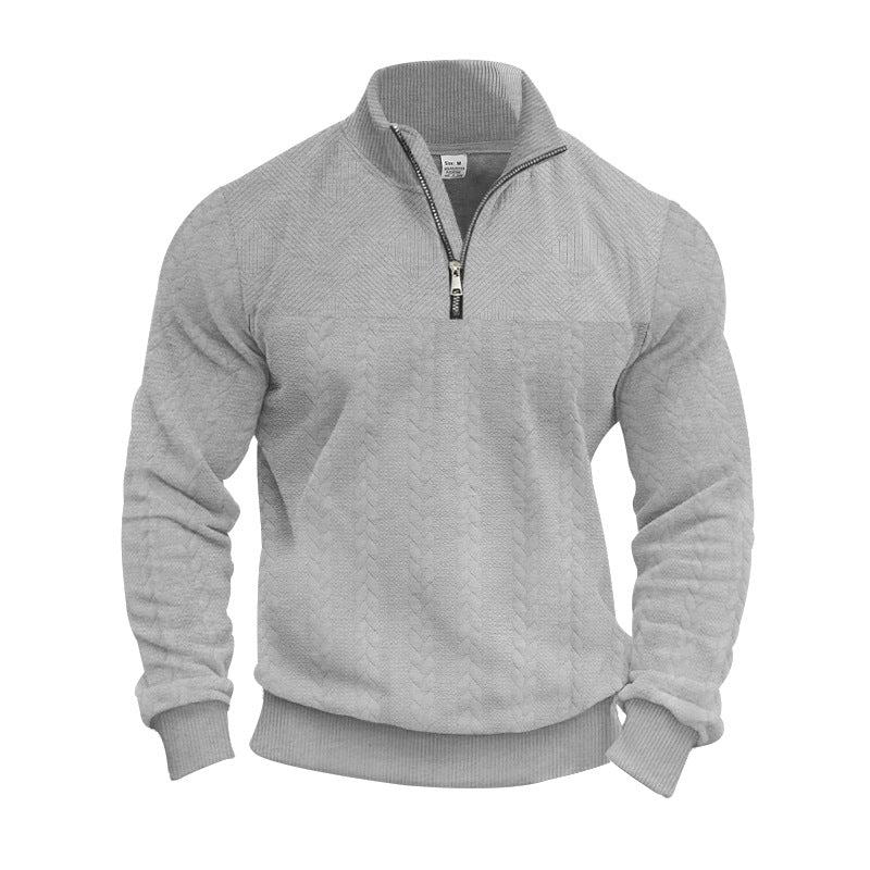 Herren Strickpullover Halbzipp Modern Strukturiert