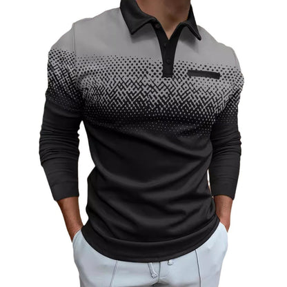 Herren Poloshirt Langarm Digitaldruck Berlin Style