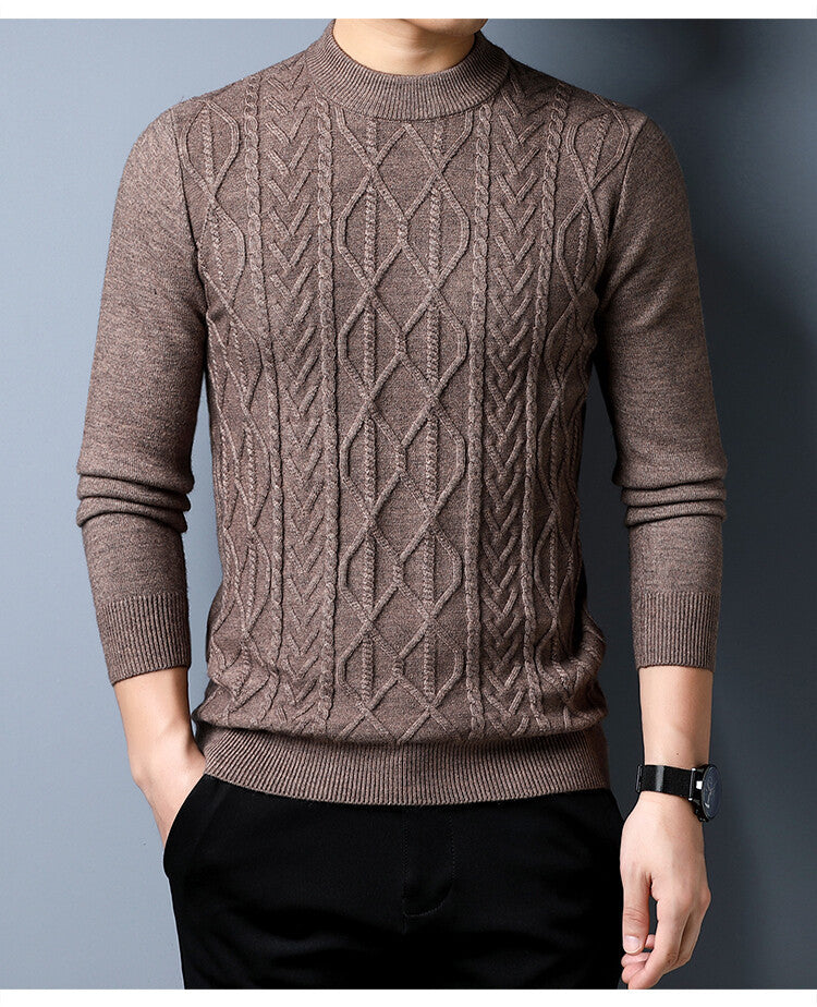 Herren Strickpullover mit Zopfmuster Grau Elegant
