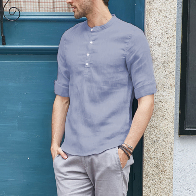 Leinenbluse Herren Leicht Sommer Modern