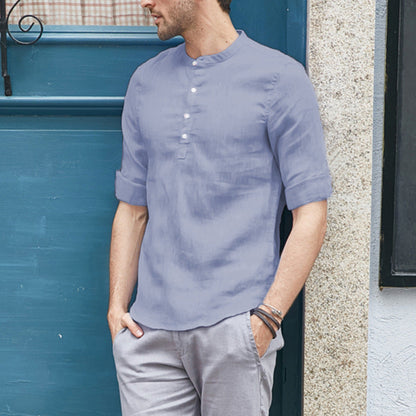 Leinenbluse Herren Leicht Sommer Modern