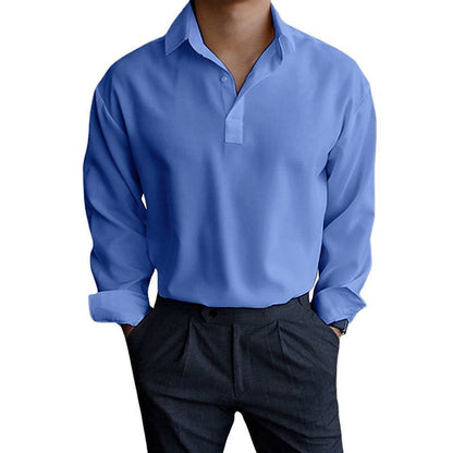 Herren Langarmshirt Modern Polokragen Slim Fit Elegant