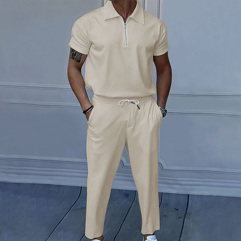 Herren Poloshirt und Jogginghose Set Sportlich Bequem
