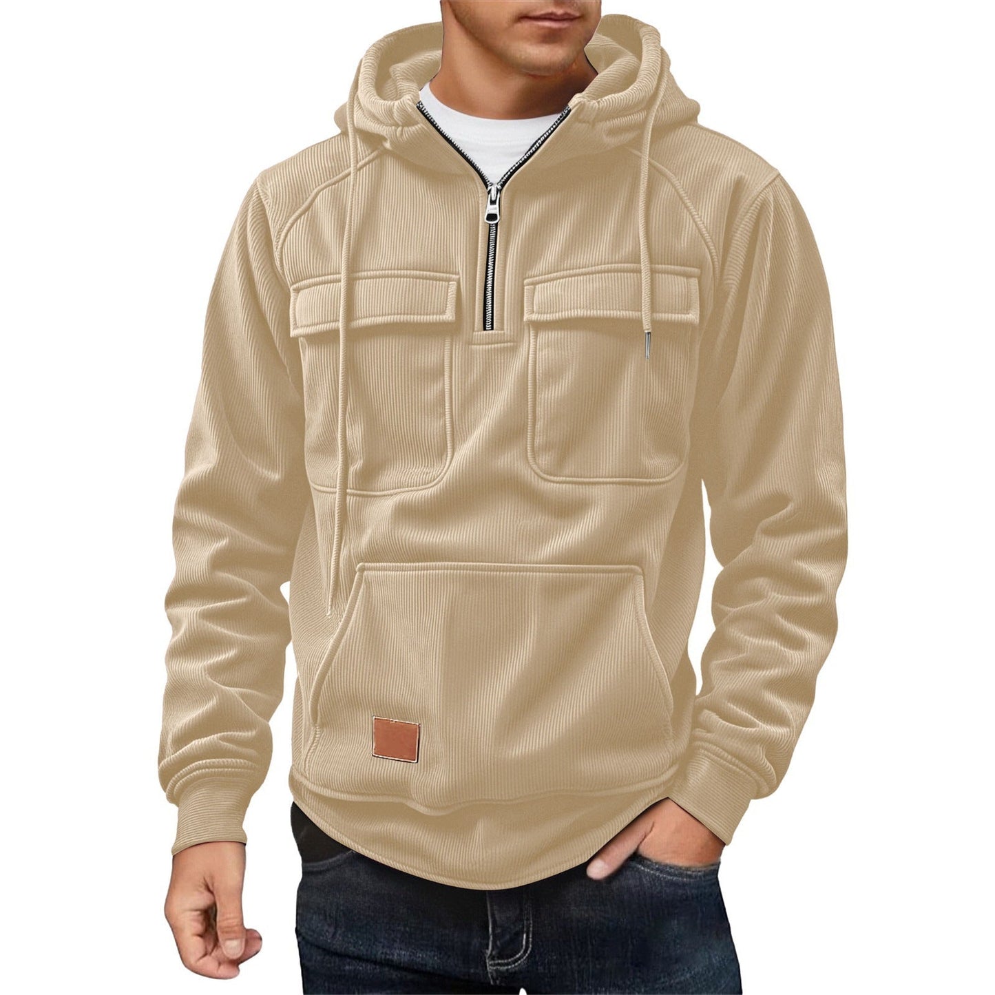 Herren Fleece Hoodie Warm mit Taschen Modern