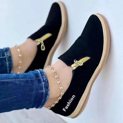 Damen Sneaker modisch Slip-On mit Reißverschluss Elegant