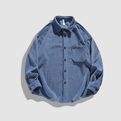 Herren Kordhemdjacke Lässig Mit Brusttaschen