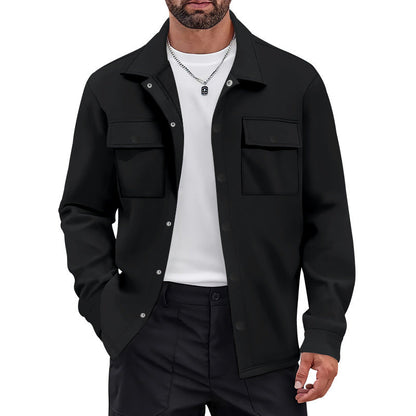 Herrenvielseitige Flanelljacke mit aufgesetzten Taschen und modernem Schnitt Berlin Glamour.