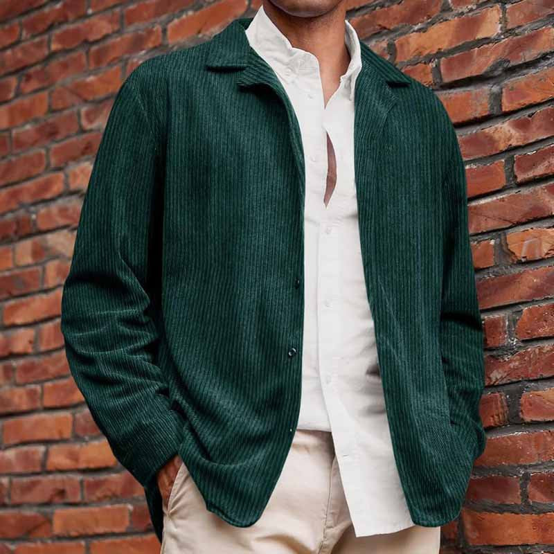 Herren Cordjacke Lässig Offener Kragen Strukturiert