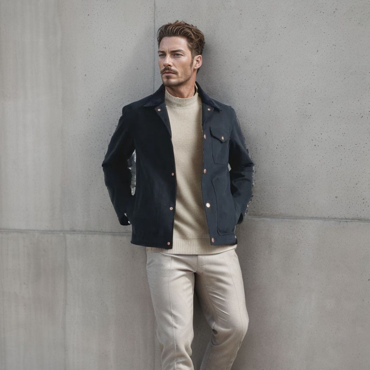 Herren Lederjacke Zeitlos mit Nieten Design