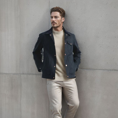 Herren Lederjacke Zeitlos mit Nieten Design