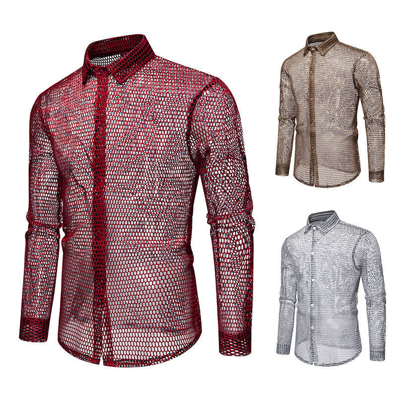 Herren Hemd Mesh atmungsaktiv Modern Designer