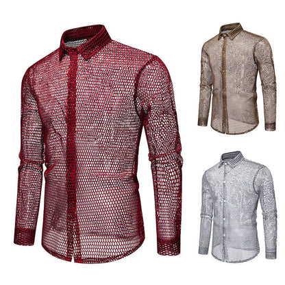 Herren Hemd Mesh atmungsaktiv Modern Designer