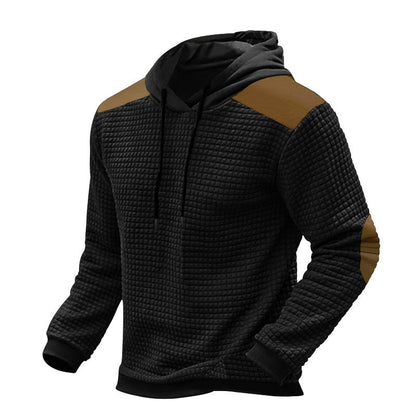 Herren Kapuzenpullover Strukturiert Kontrast Details Modern