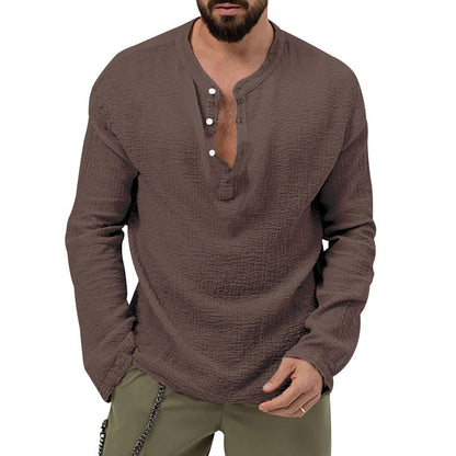 Herren Langarmhemd Casual Strukturiert Knöpfe Modern