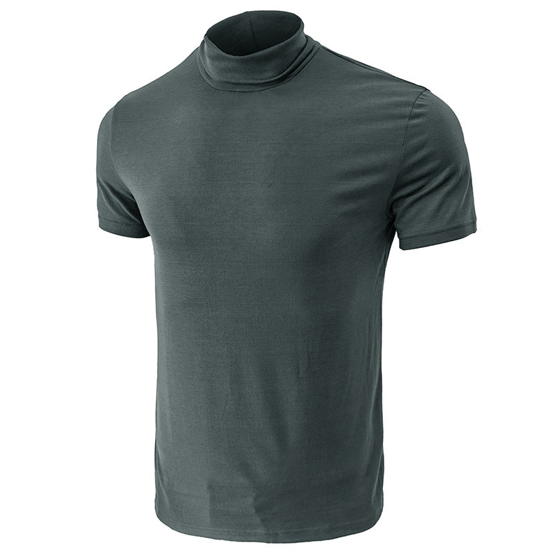 Herren T-Shirt Kurzarm Elastisch Hochkragen Modern