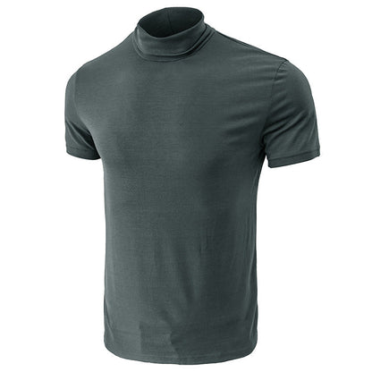 Herren T-Shirt Kurzarm Elastisch Hochkragen Modern