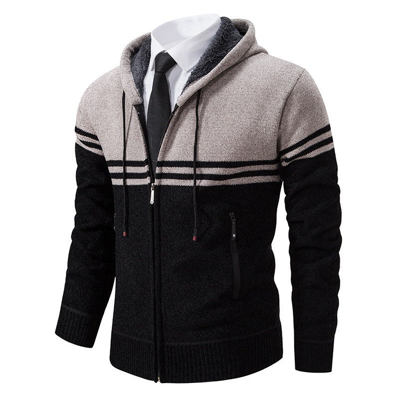 Herren Kapuzenjacke Modern mit Struktur Optik