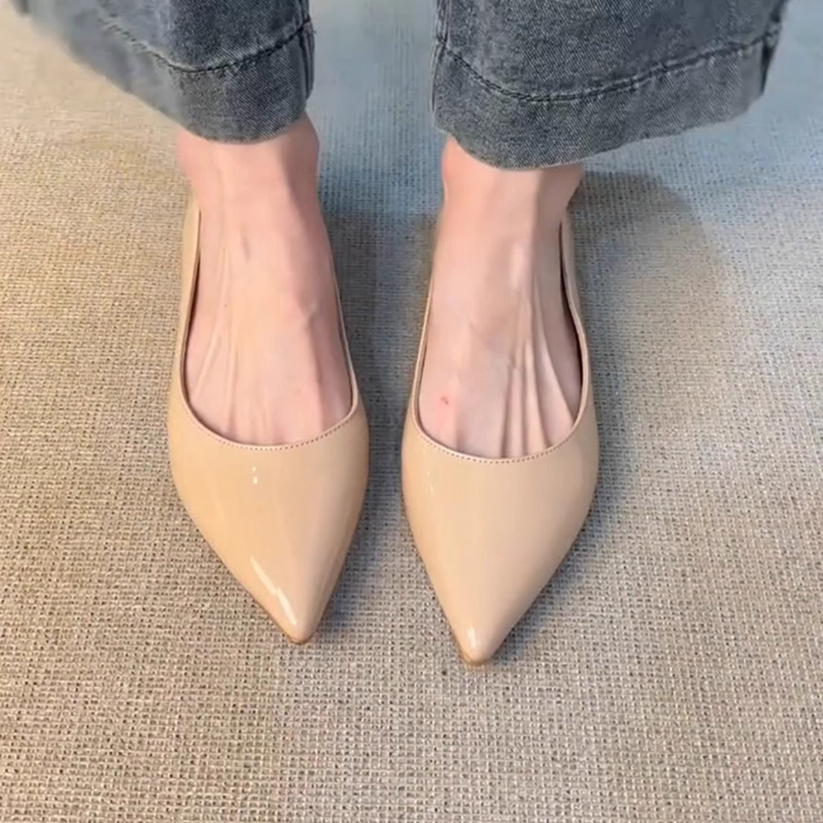 Ballerinas Damen Spitze Elegant Glanz Schuhe