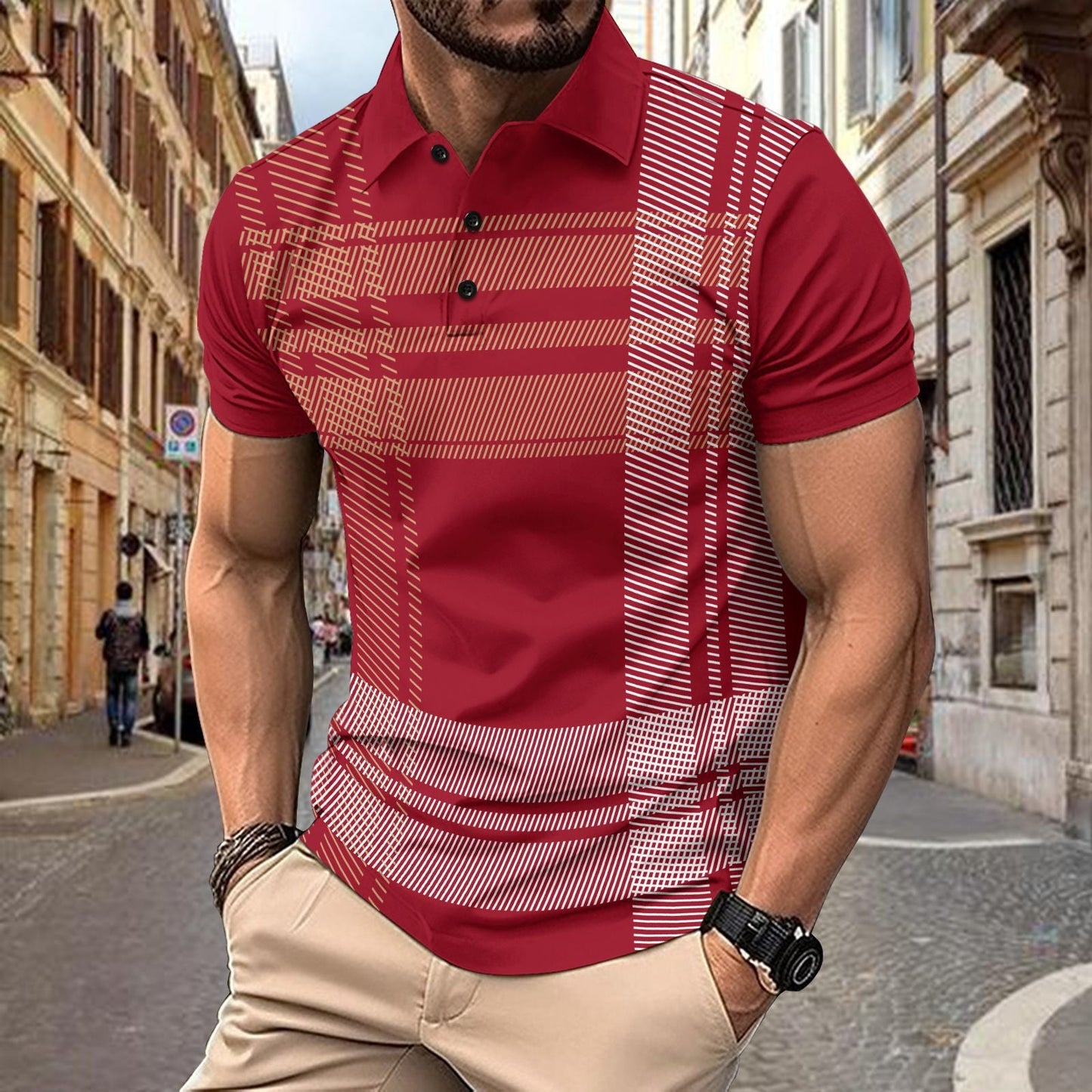 Herren Polohemd Gestreift Modern Sportlich