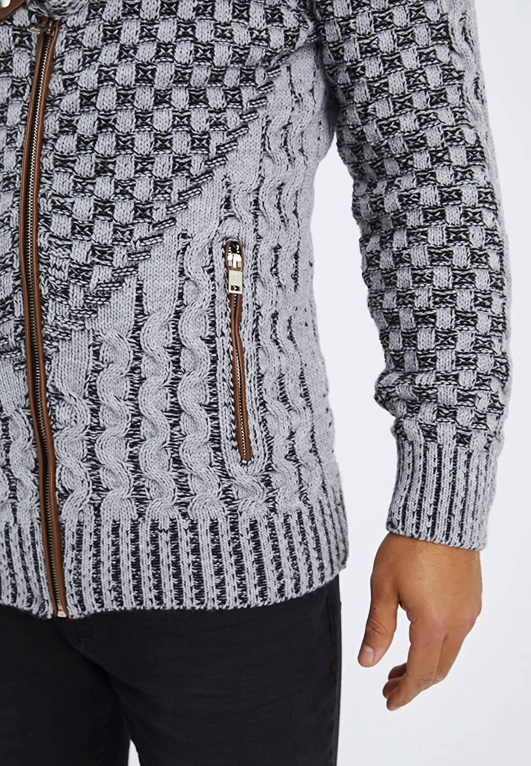 Herren Strickjacke Asymmetrisch Zopfmuster Modern