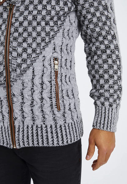 Herren Strickjacke Asymmetrisch Zopfmuster Modern